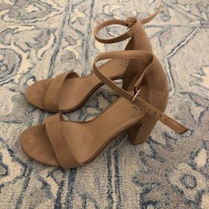 Suede nude heels